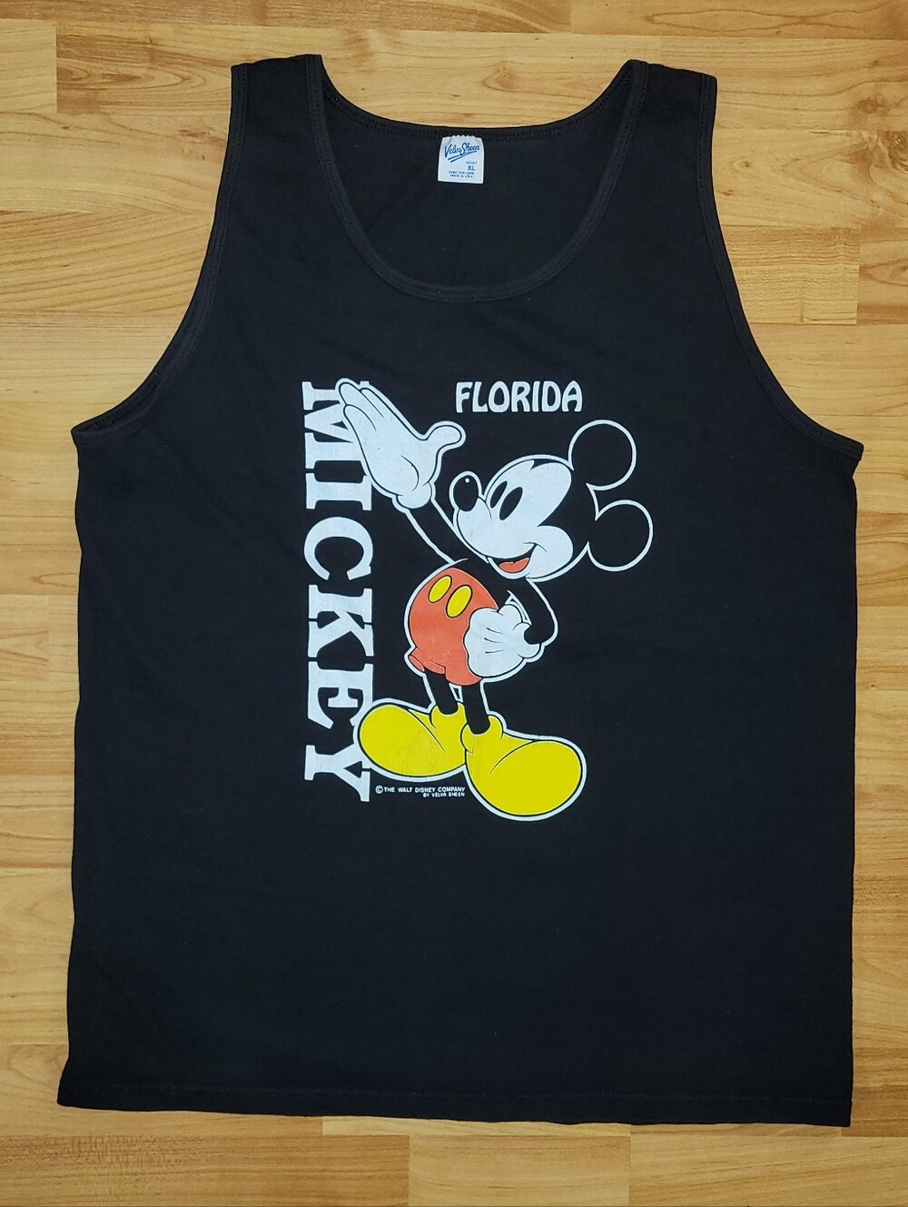 Vintage Disney Mickey Mouse Florida Black Summer Tank Made In USA, Women's XL
